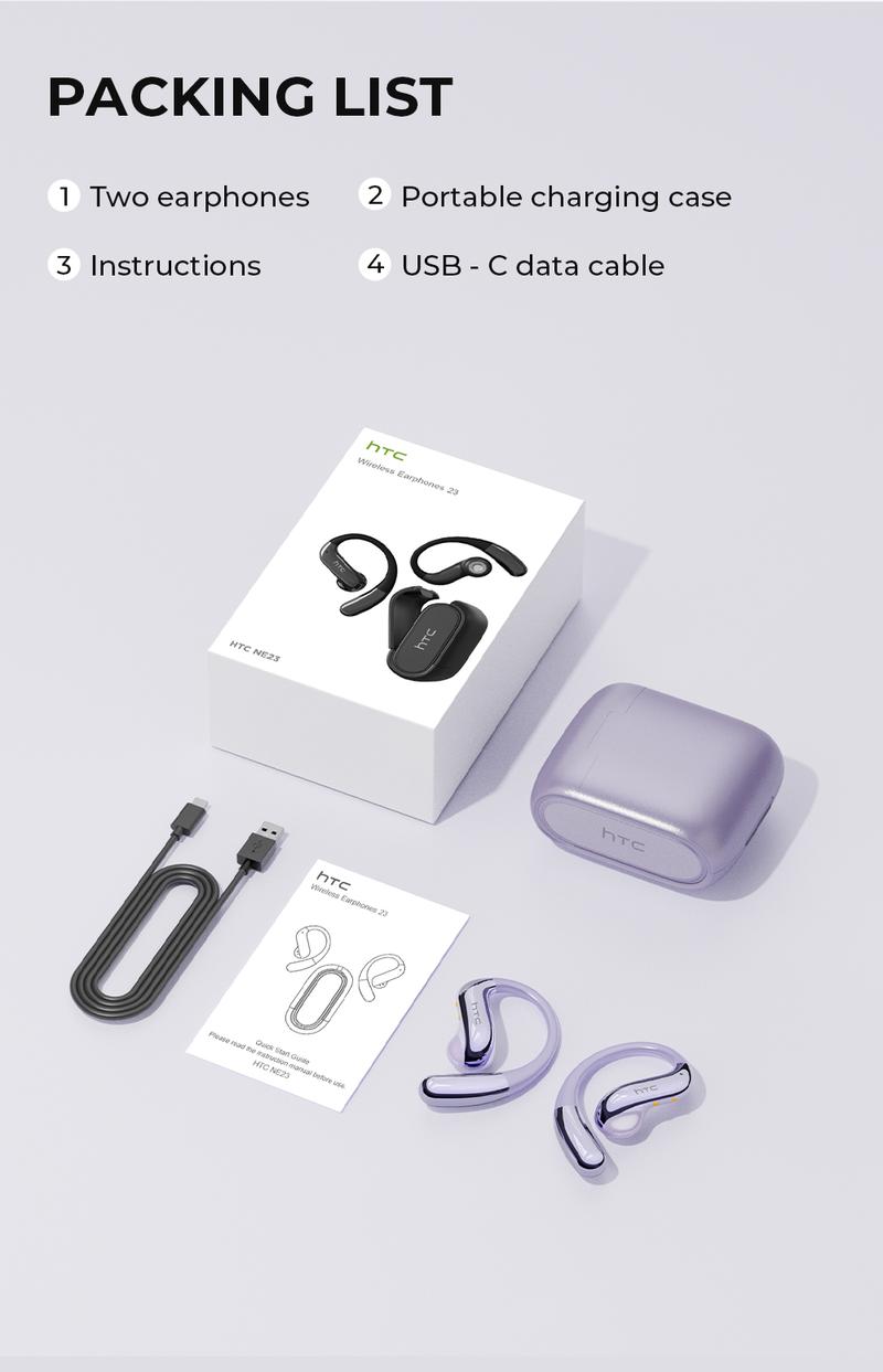 HTC NE23 Translation Earbuds, OWS Open Ear Headphone,Supports Translation in 134 Languages With APP, Bluetooth 6.0 Earphones, Wireless Earbuds for Music & Phone Calls, IPX5 Waterproof Sports Headphones with Long Endurance