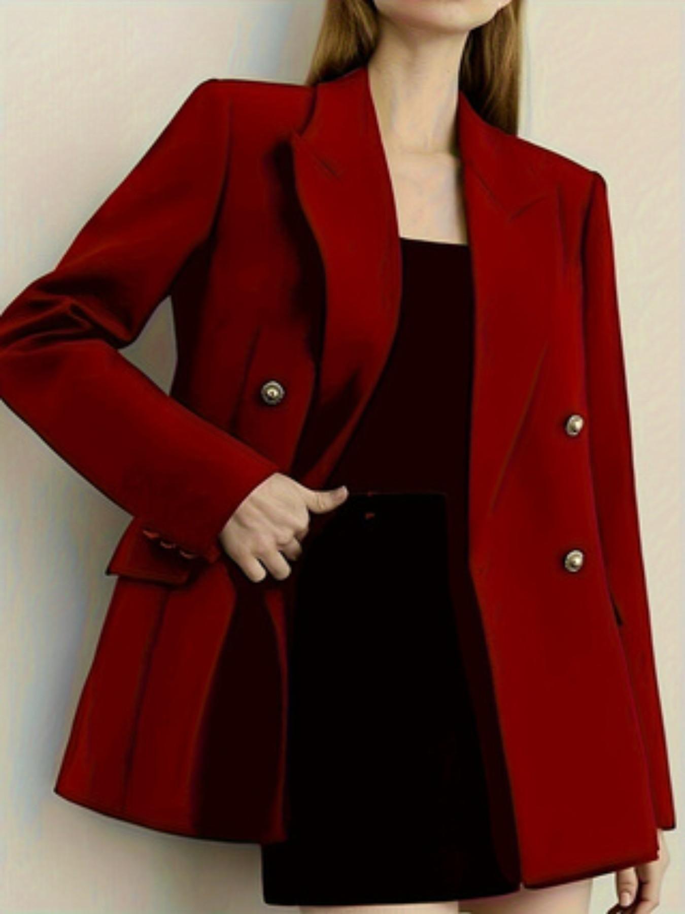 Fashion Commuter Series, Fall Winter New Gun Lapel Suit Jacket for Women, Casual Blazer Top, Outerwear Only, No Skirt Included