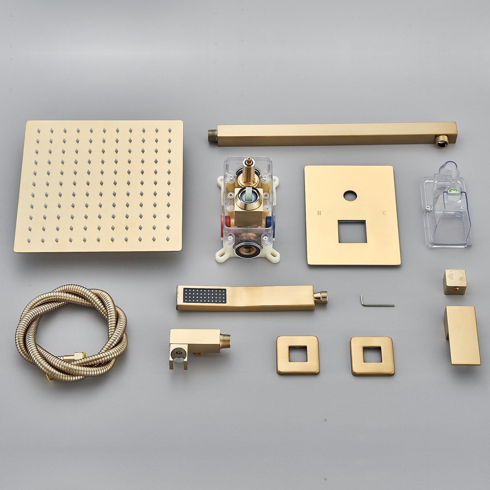 Senlesen Black Shower Faucet Set Square Rainfall Shower Head and Handle Set Wall Mounted Shower Fixtures Bathroom Shower System Combo With Shower Valve Senlesen Black Shower Faucet Set Square Rainfall Shower Head and Handle Set Wall Mounted Shower Fixtures Bathroom Shower System Combo With Shower Valve