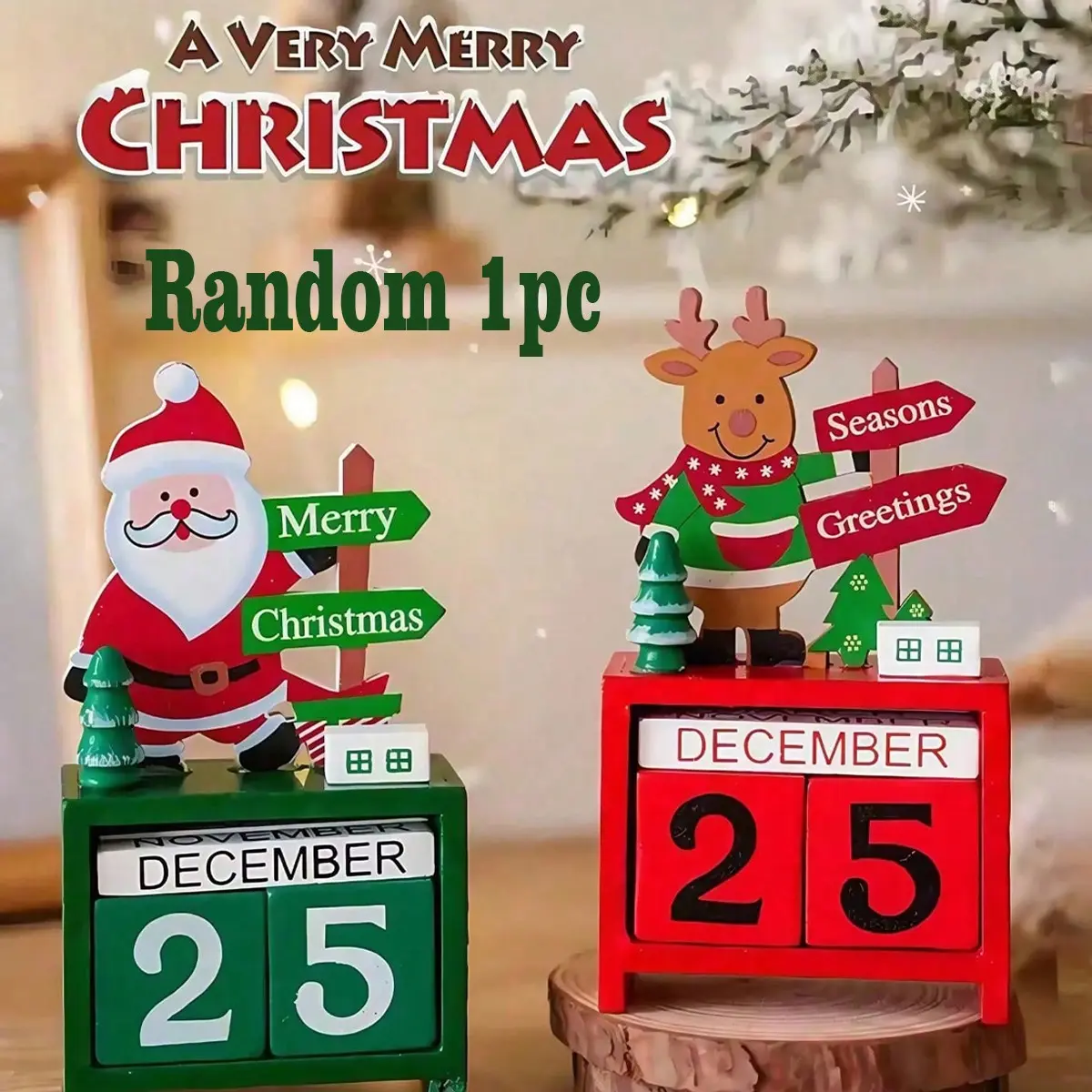 Christmas Santa Tree Calendar, Desktop Wall Clock, Tabletop Decoration, Birthday Gift, Graduation Gift, Christmas Decorations