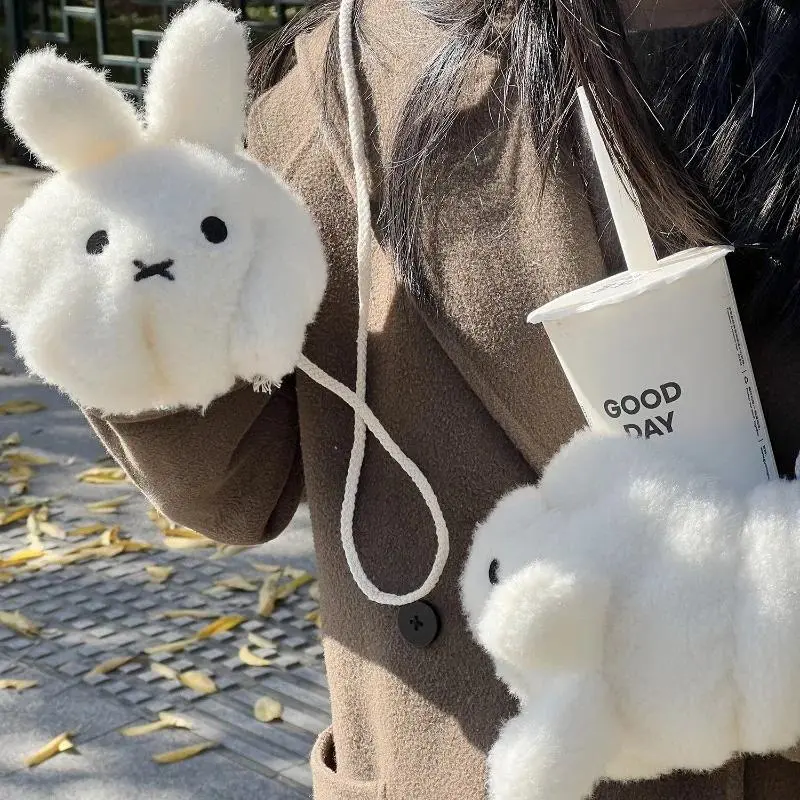 ​​Miffy Rabbit Plush Winter Gloves - Thermal Insulated Windproof Cycling Mittens Korean Style Cute Thick for Outdoor Activities​