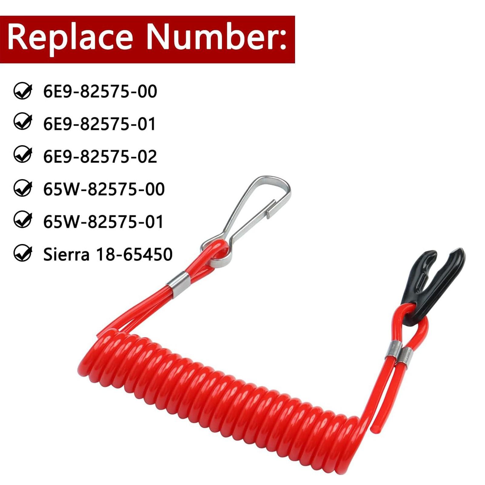 Outboard Replacement Engine Stop Lanyard, Boat Engine Safety Kill Stop, Emergency Ignition Stop for Watercraft Outboard Motors, Boat Key Lanyard Rope Clip