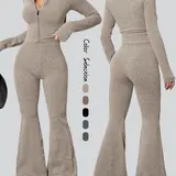【Black Friday】Women's Sportswear Set, Sexy Casual Fitness Outfit, Tight High-Stretch Booty-Enhancing Set, Zippered Sports Top Set, Ladies' Sportswear for Autumn & Winter