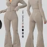 Women's Sportswear Set, Sexy Casual Fitness, Tight Elasticity Bootie Women Zipper Sports Top Set, Autumn Winter Ladies Sportwear