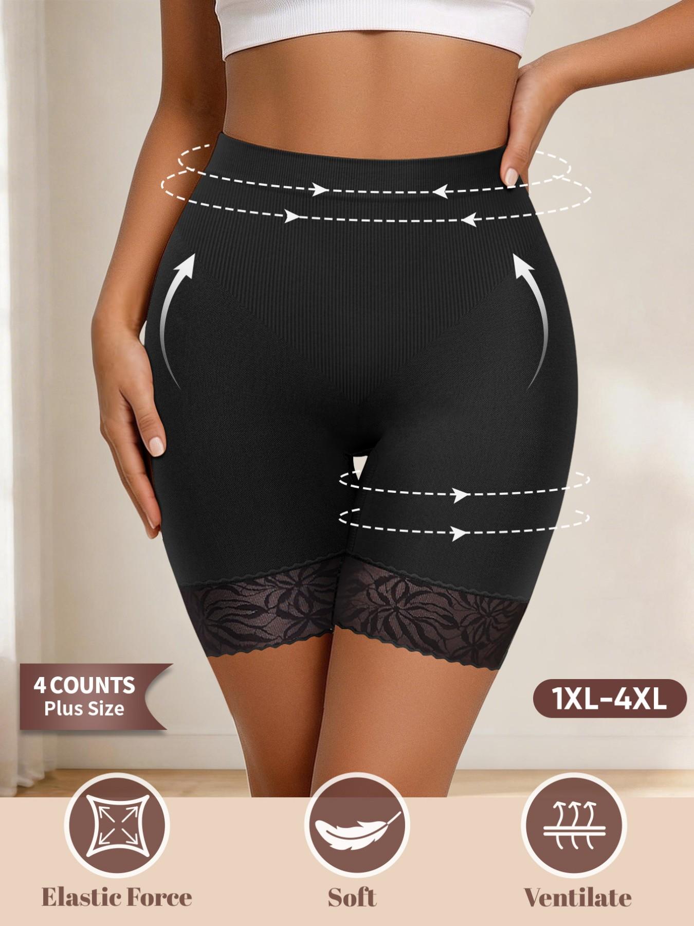 Women's Plus Size High Waist Shapewear Pants, Breathable Soft Lace Trim, 1xl-4xl, Comfortable and Stylish, All Seasons