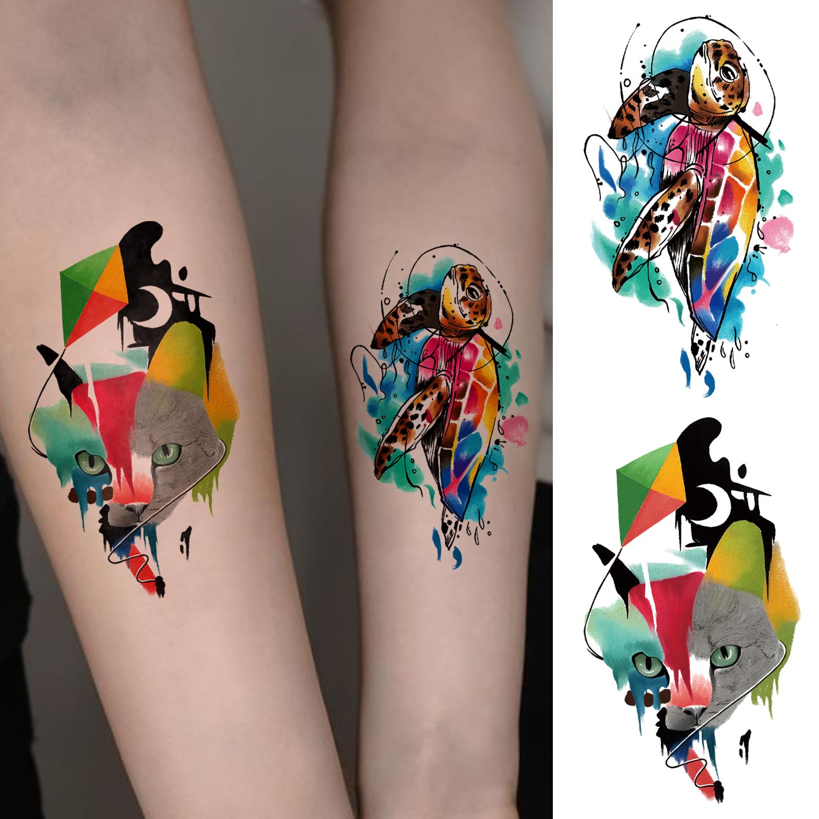 77 PCS Tattoo Stickers Waterproof Temporary Tattoo Large Half Arm Skull Clock Bee Rose Fake Tattoo Suitable for Men or Women Owl Butterfly Sunflower Tattoo Stickers