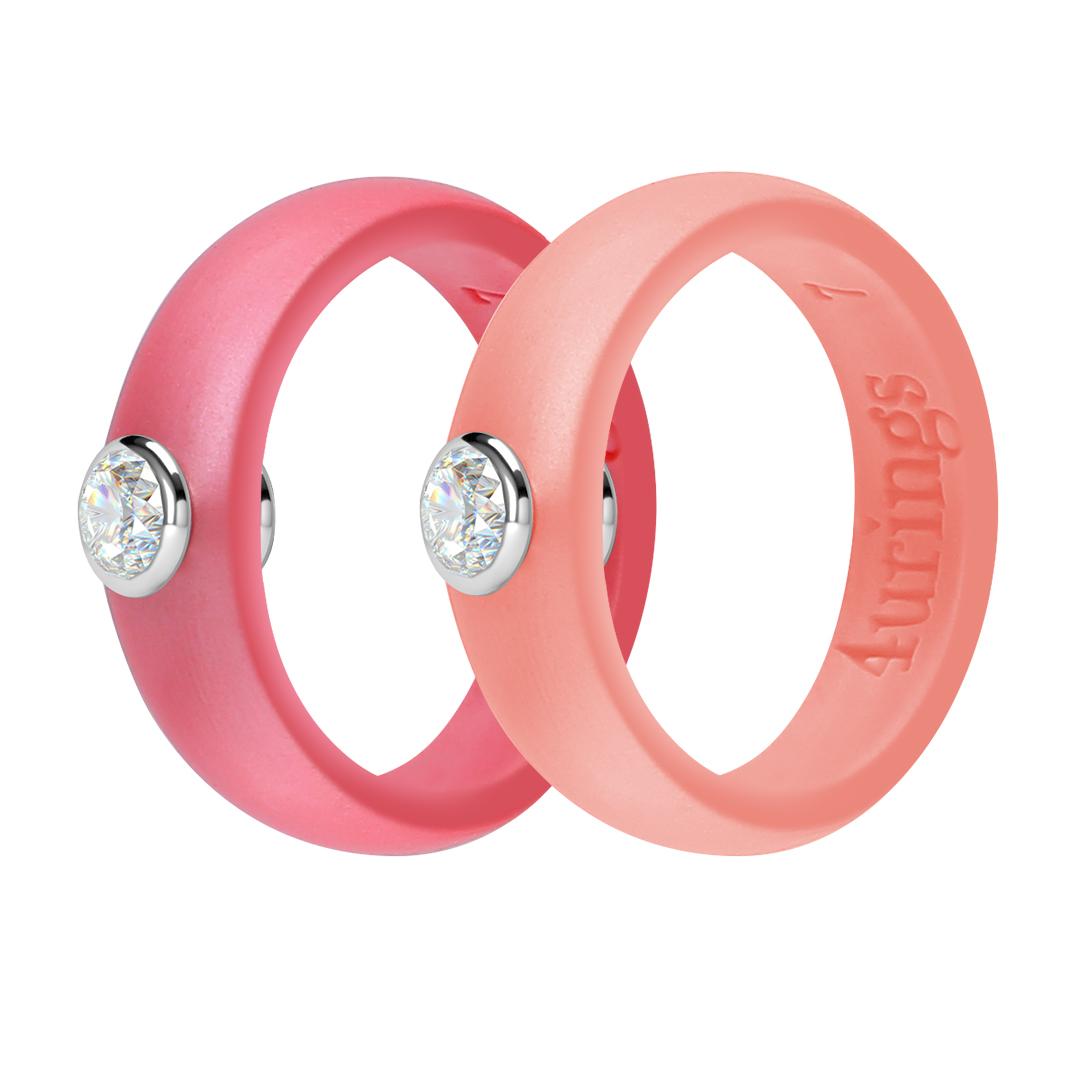 Metallic Bronze Oversize 4-12 Silicone Wedding Rhinestone Rings for Women With Diamond Stackable Silicone Rubber Wedding Bands