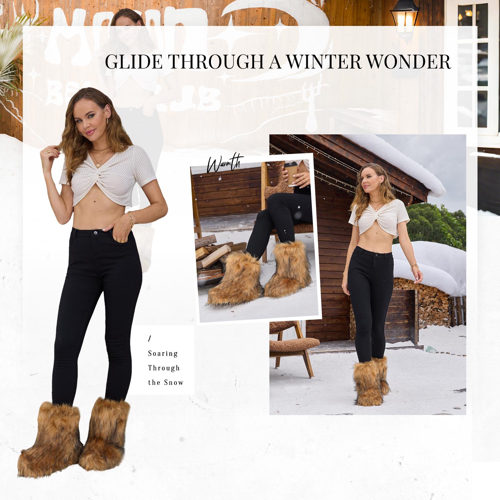 IUV Women's Fluffy Faux Furry Boots Snow Boots for Women Winter Round Toe Suede Mid-Calf Outdoor Indoor Flat Comfy Plush Warm Short Boots Y2K Fashion Non-Slip Sole Brown Black Pink White IUV Women's Fluffy Faux Furry Boots Snow Boots for Women Winter Round Toe Suede Mid-Calf Outdoor Indoor Flat Comfy Plush Warm Short Boots Y2K Fashion Non-Slip Sole Brown Black Pink White