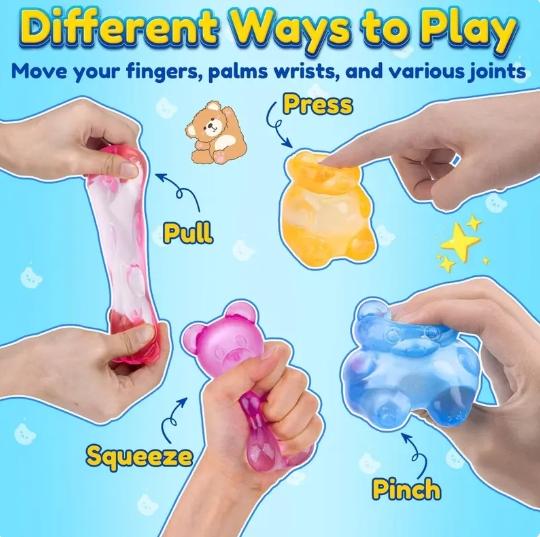 1 PCS Gummy Bear - Sensory Fidget Toy with Jelly-Like Filling, Squeeze Toys, Stress Toys,Squishy Toys, Stress Relief Toys, Fidget Toy, Birthday Gifts, Gift Bag Stuffing