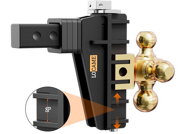 LOCAME Adjustable Trailer Hitch with Hook, Tri-Ball (1-7/8", 2", 2-5/16") Drop Hitch, Fits 2 Inch Receiver, 6" Drop Down Hitch, 17000 LBS Heavy Duty Truck, Solid Ball Mount, Gold,