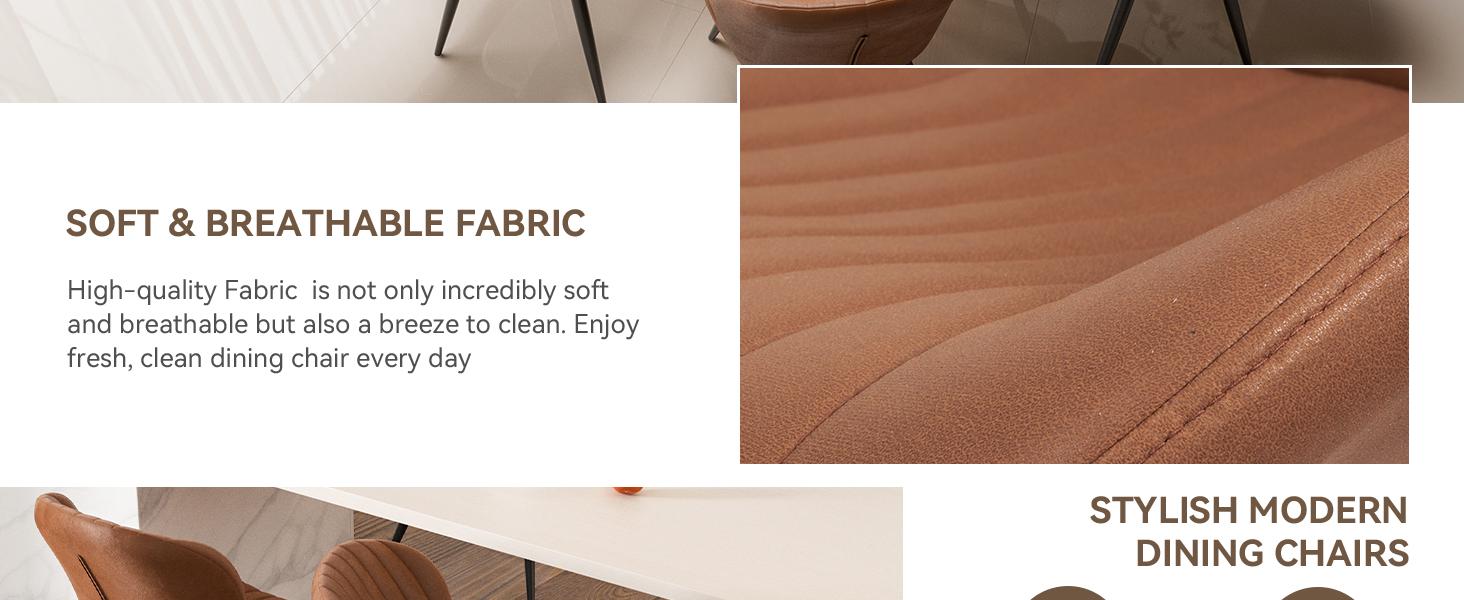 Dining Chairs, Modern Dining Room Chairs Comfy Backrest Thick Upholstered Kitchen Chairs 19IN Height with Metal Legs Dark Grey