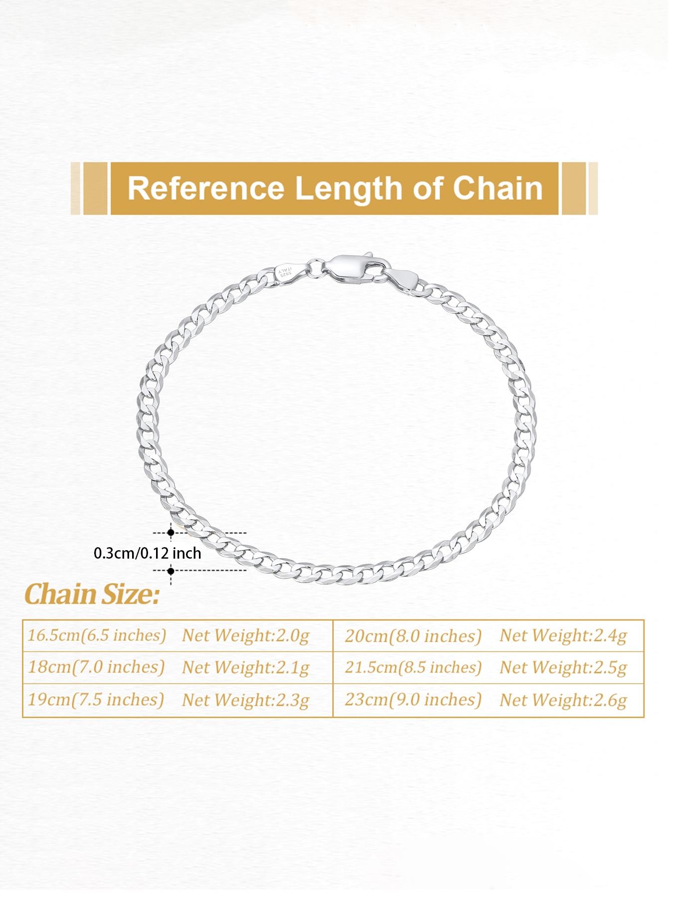S925 Sterling Silver Classic Cuban Curb Chain Bracelet, Cuban Bracelets, Fashionable Jewelry for Women & Men, Trendy All-match & Exquisite Jewelry for Birthday Gift