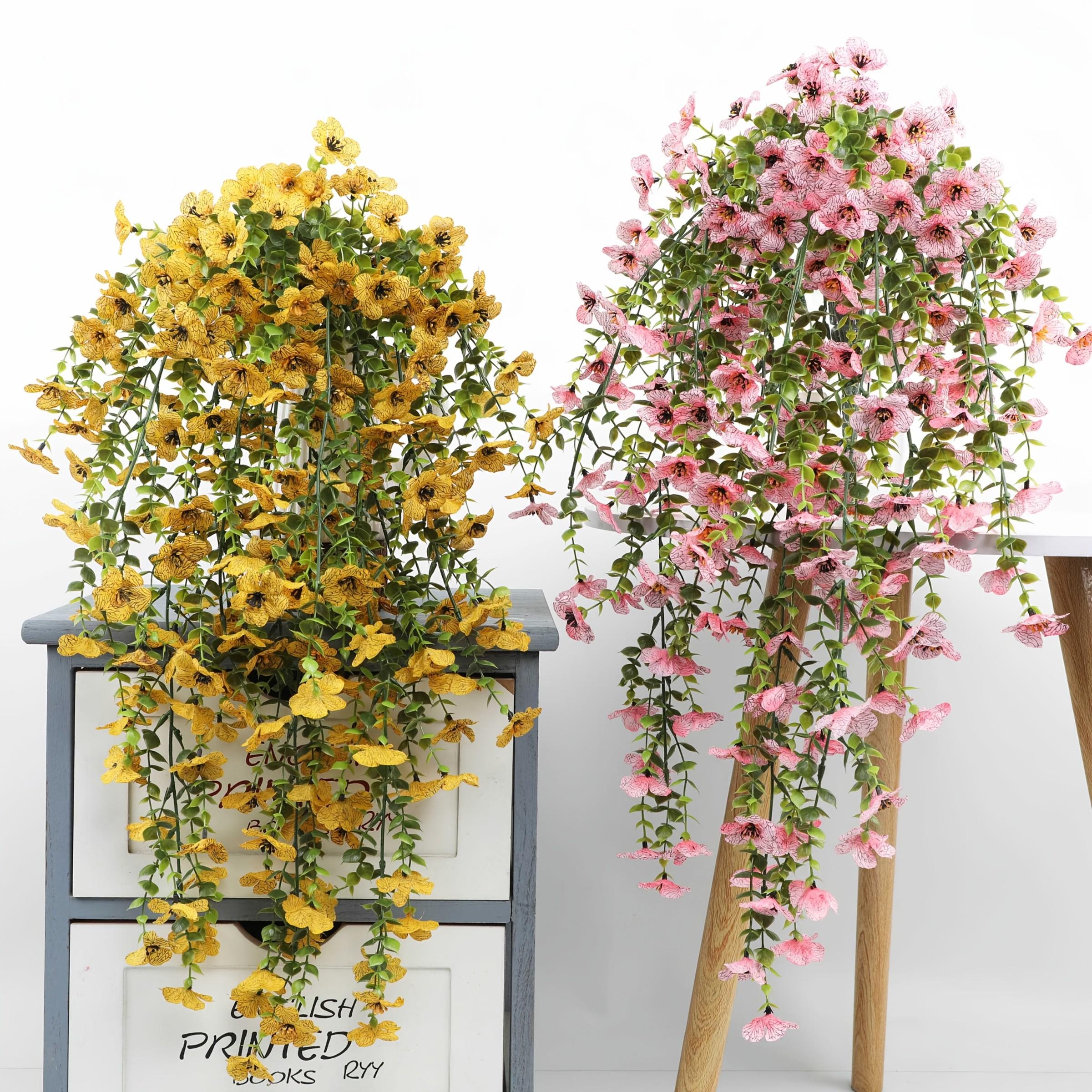 6pcs of Artificial Flowers Hanging Flowers Plastic Floral Plant for Outdoor Artificial Plants Spring And Summer Decoration, Artificial Flower Decorations, Colorful Violet Fake Daisy Realistic Outdoor Flowers Porch Courtyard Decoration Home Decoration