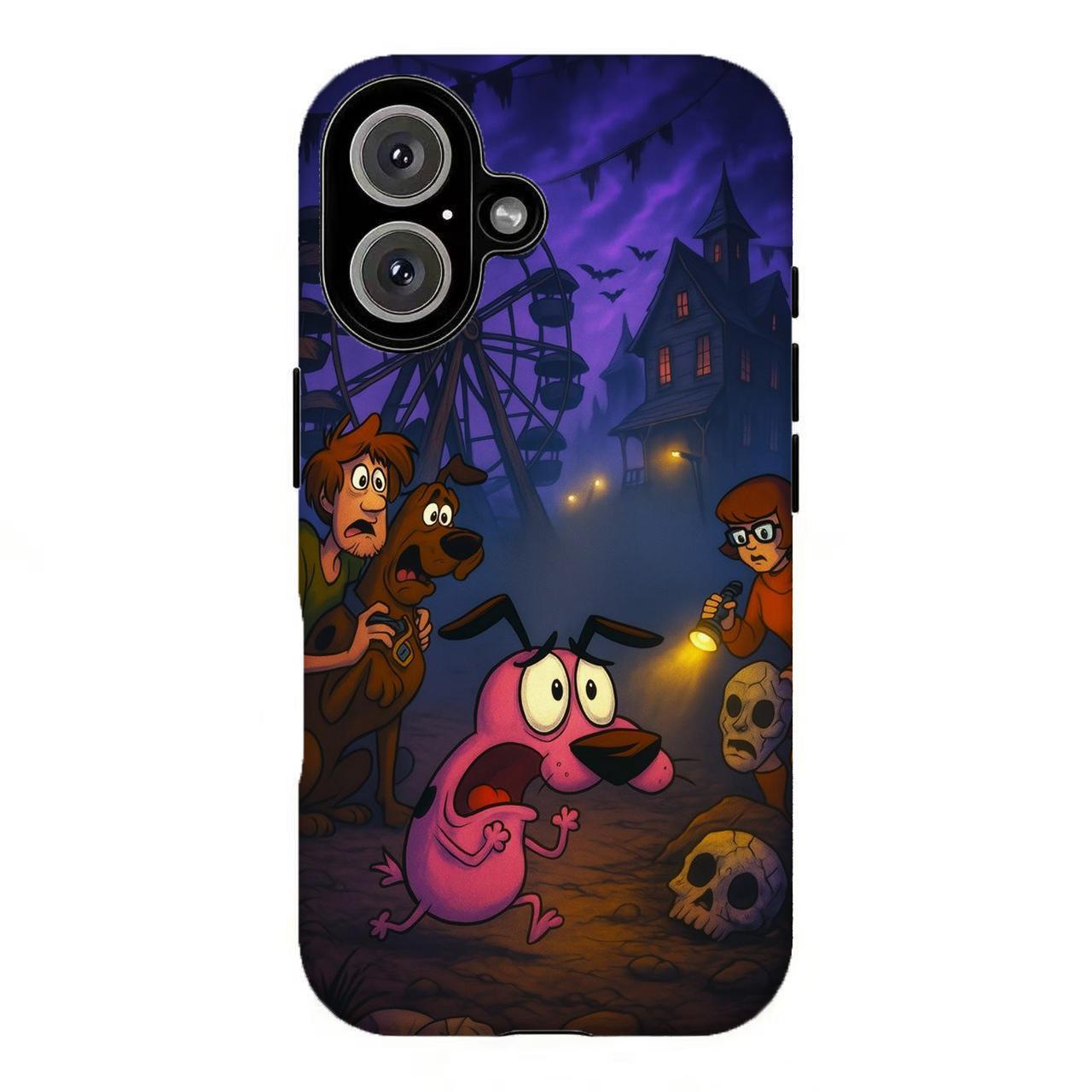FL-Retro Scby-D00 & C0urage the C0wardly Dog Horror Collage Phone Case,Nostalgic 90s Cartoon Tough Case For iPhone 11 12 13 14 15 16 17 Air Pro Max for Samsung S26 S25 S24 S23 S22 S21 Case,Gift for her/him/fans