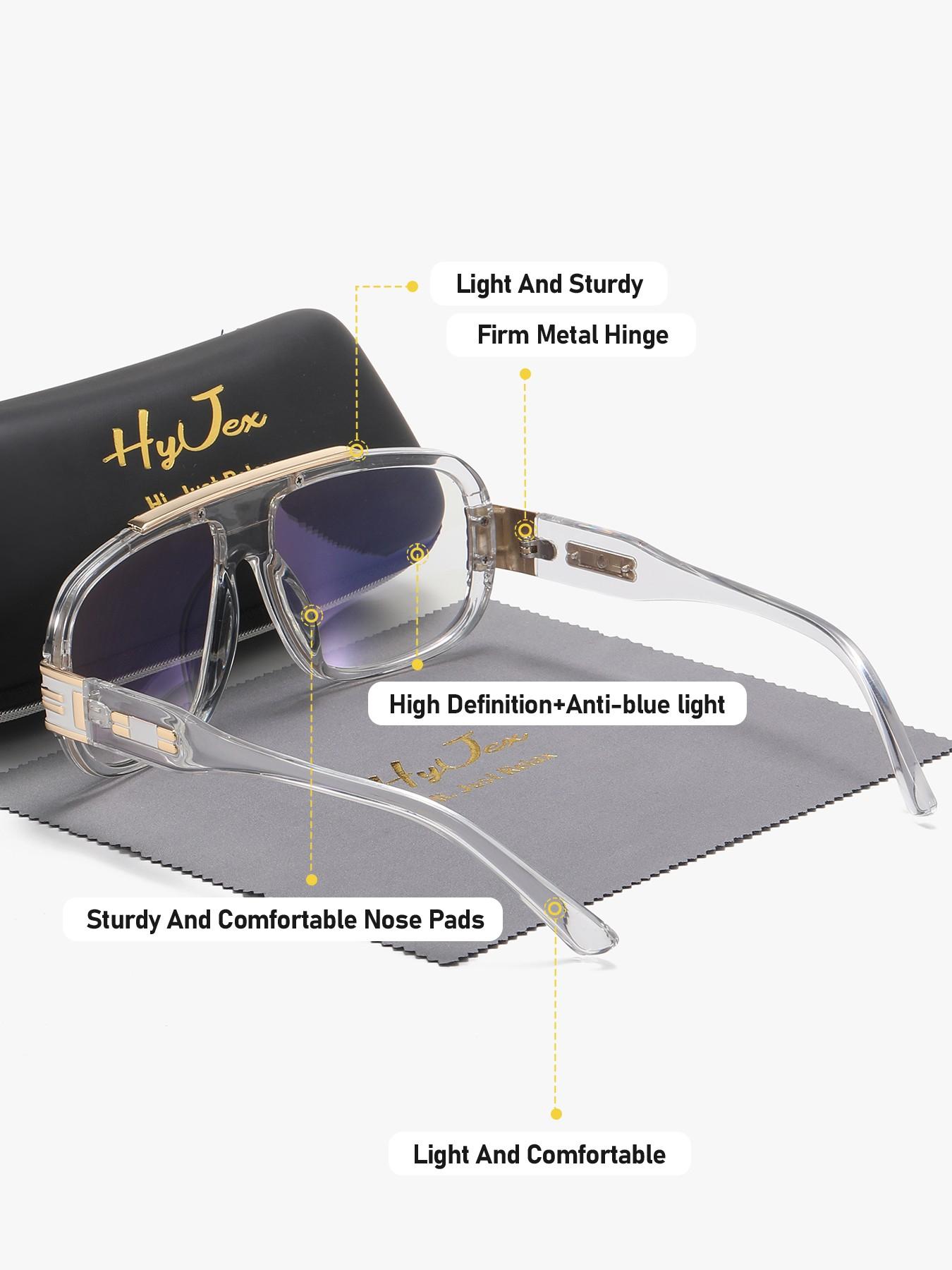 HyJex 1 Pair Unisex Classic Design Anti Blue Light Full Frame Plano Glasses Enduring Appeal Frog Frame Plano Glasses