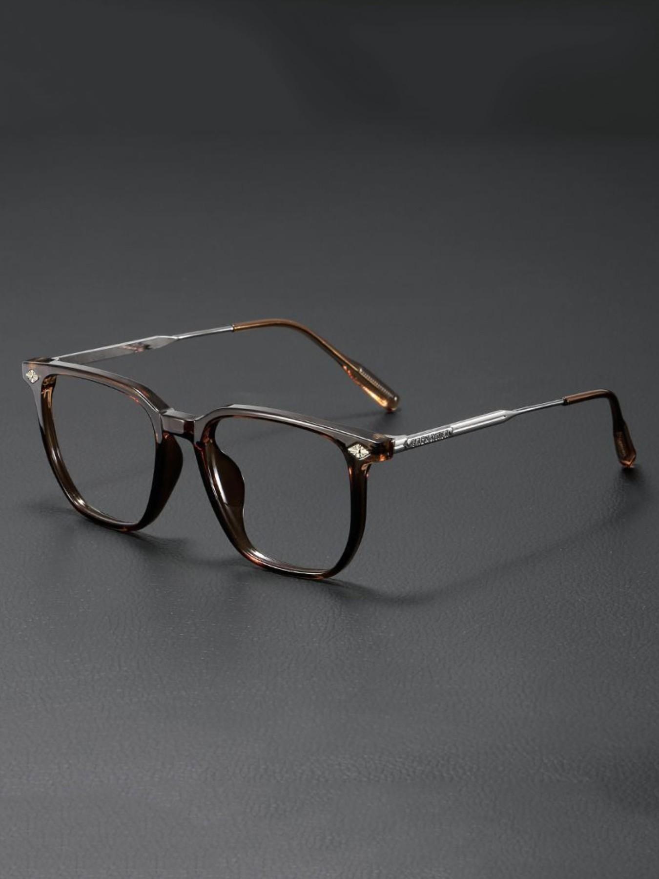 Vintage Trendy Classic Blue Light Blocking Business Punk Square Frame Decorative Glasses, Perfect for Everyday Wear for Both Men And Women, And an Ideal Gift Choice