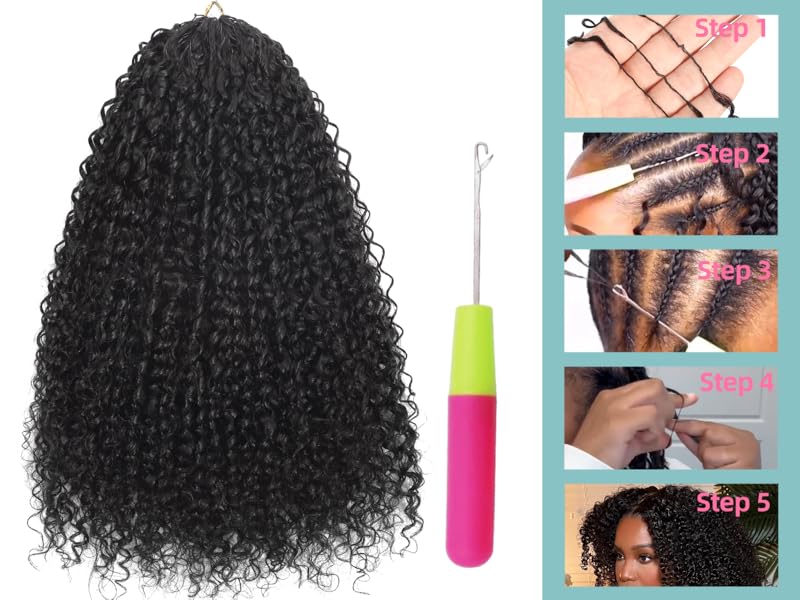 Curly Knotless Pre-Separated Crochet Hair Extensions 140G Micro Pre Looped Crochet Human Hair Extensions Curly 100% Human Hair Extensions Natural  Black Color