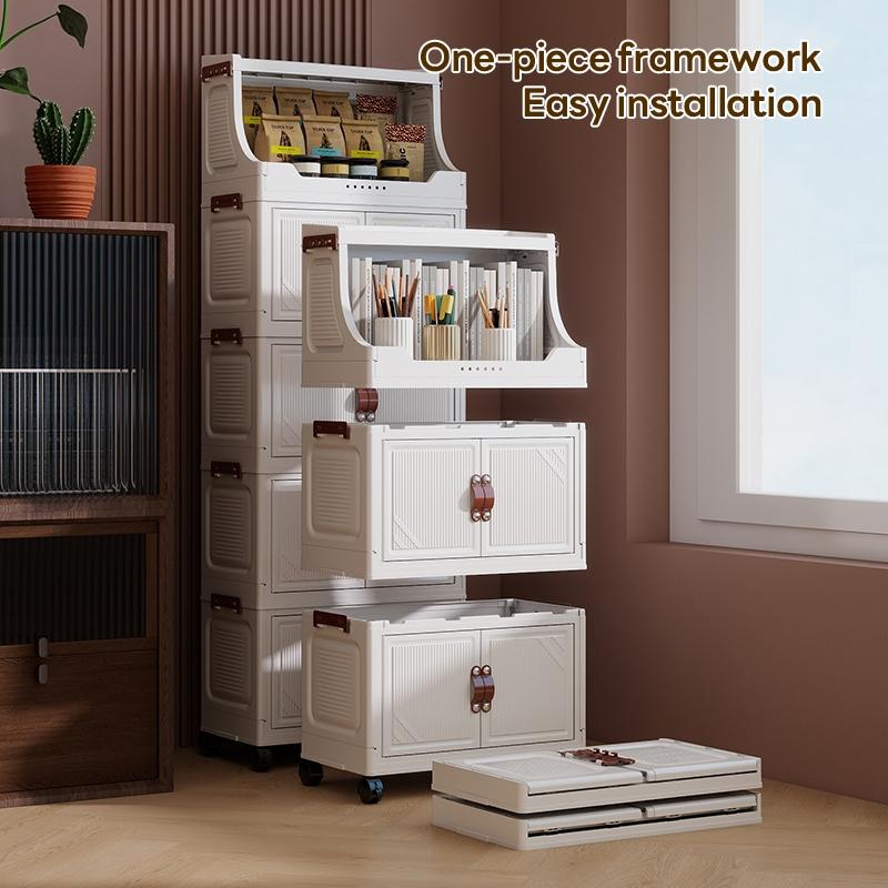 Foldable Storage Cabinet 36cm*25cm/46cm*28cm, Durable Plastic Organizer with Wheels, Easy Assembly, Ideal for Home & Gifts