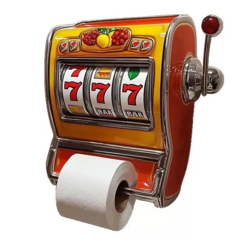 New Slot Machine Toilet Paper Holder, Retro Casino Style Bathroom Decor, Creative Roll Dispenser, Fun Home Accessory, Metal Edge, Vintage Slot Machine