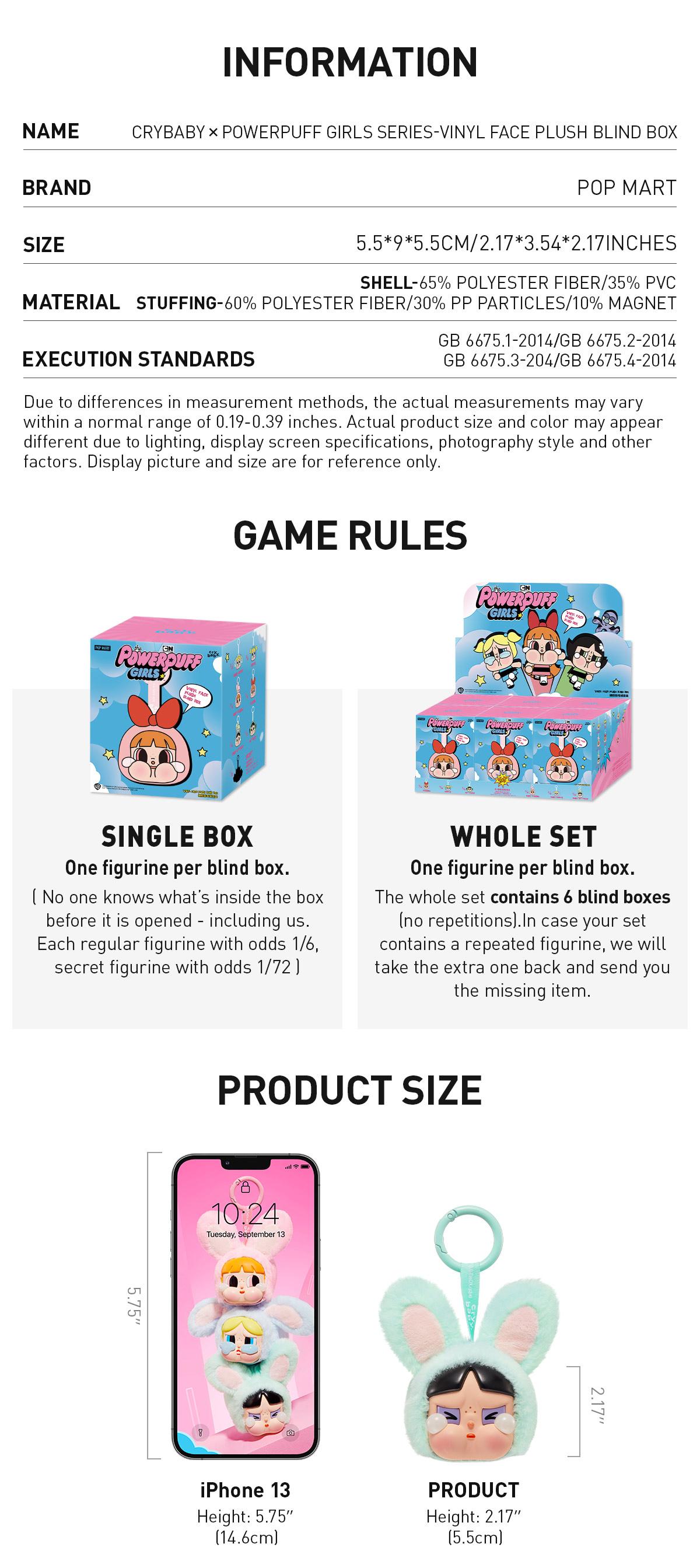 POP MART CRYBABY × Powerpuff Girls Series-Vinyl Face Plush Blind Box, Mystery Box POP MART CRYBABY × Powerpuff Girls Series-Vinyl Face Plush Blind Box, Mystery Box