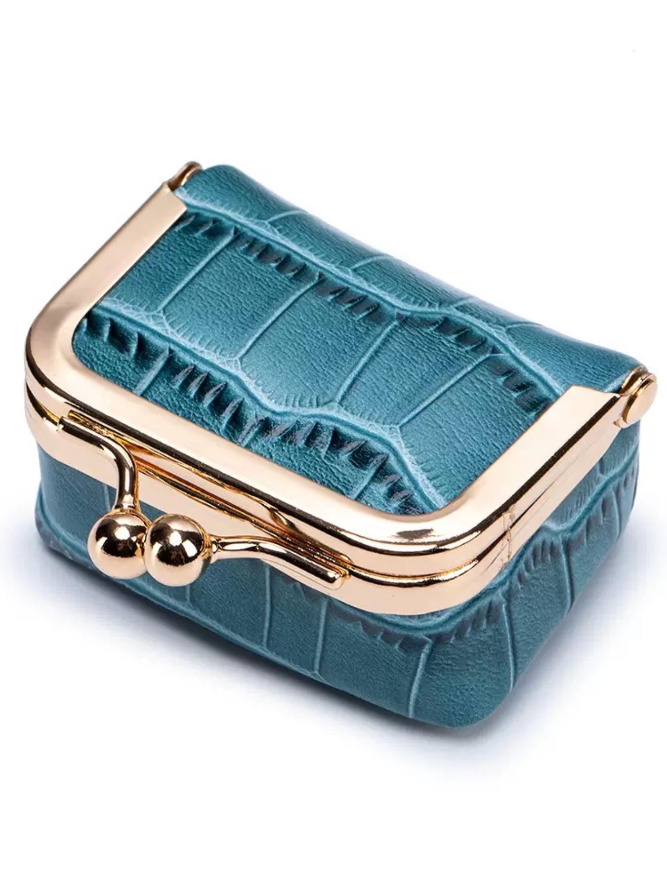 Mini Alligator Pattern Lock，top-grain leather  Jewelry Box, Multi-Functional Portable Coin Purse/earphone Storage Bag, Retro Cute Design