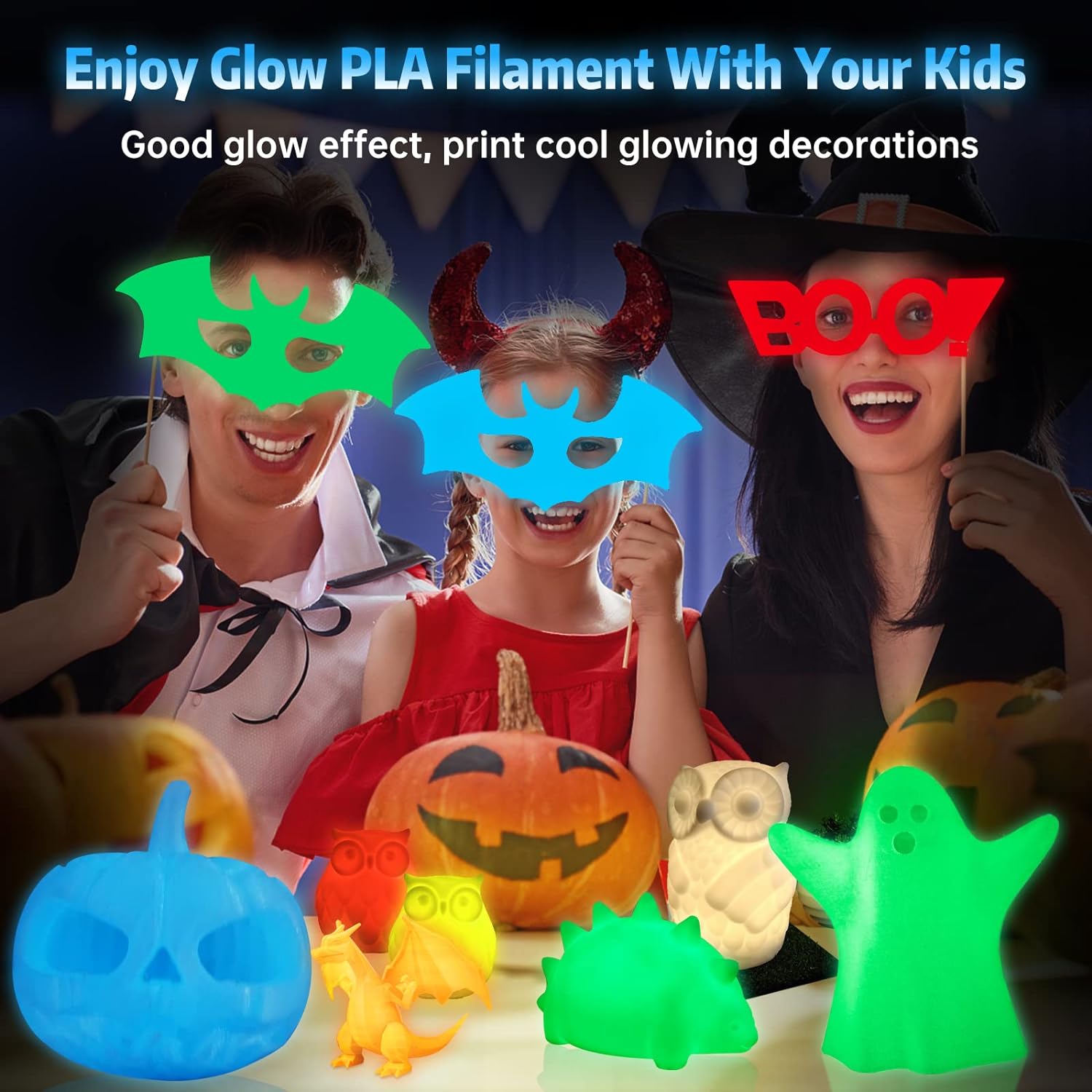 Multi-Brand Compatible Glow-In-The-Dark Pla Printing Filament 1.75mm 250g, Vibrant Colors Self-Luminous, High Precision Material
