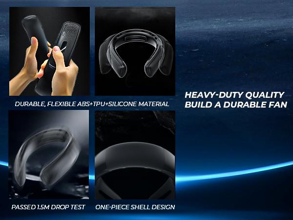 FrSara Neck Fan, 4 Turbo Bladeless Neck Fan, 4000 mAh Battery, USB Rechargeable Personal Fan, 360° Cooling Hands Free Fan, 3 Speeds, LED Display, Wearable Fan for Office Travel Gifts