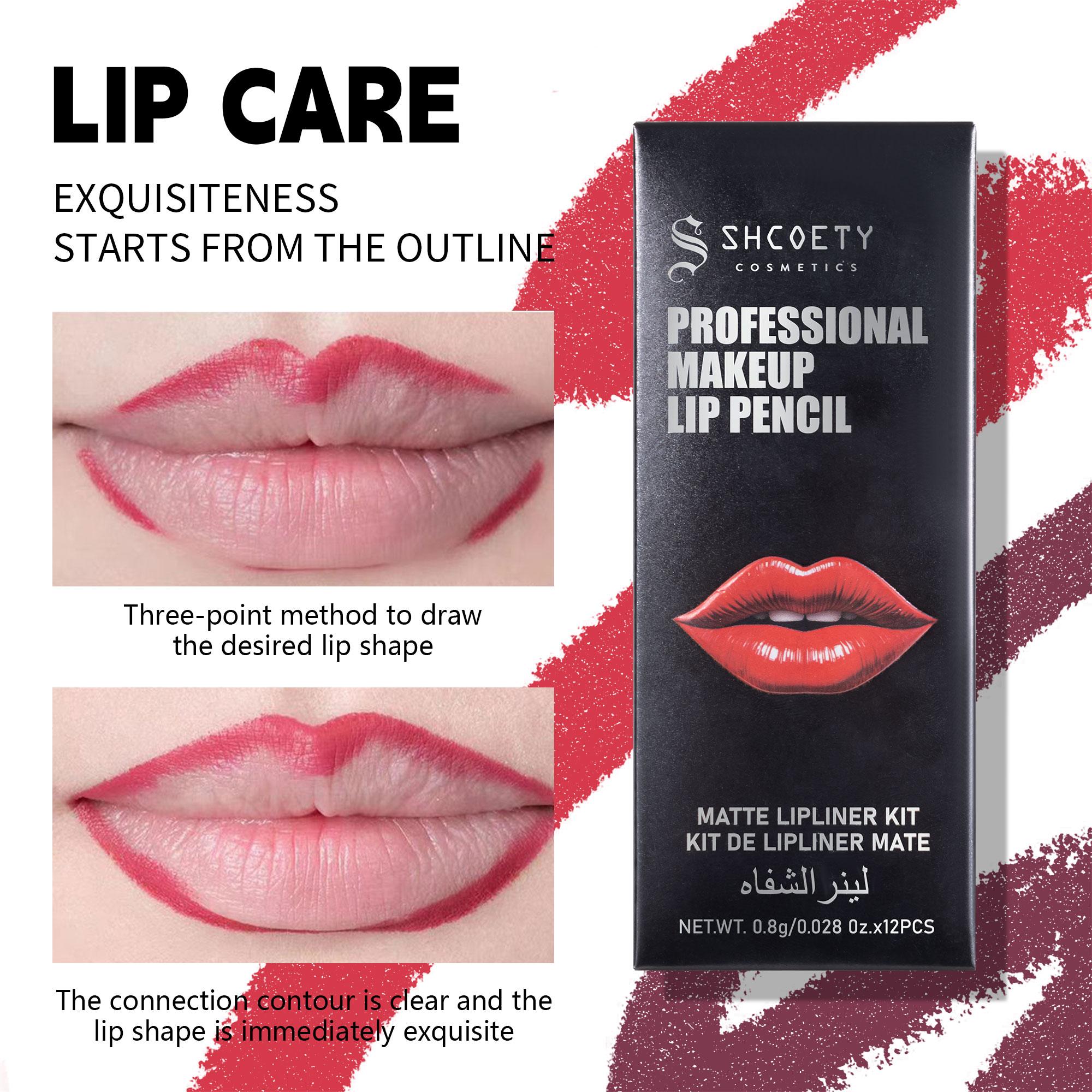 Long Lasting Lip Liner Set, 12pcs/set Matte Waterproof Lip Liner Pencil, Easy Coloring Lip Liner Pen, Suitable for All Occasions Lip Makeup, Cosmetic