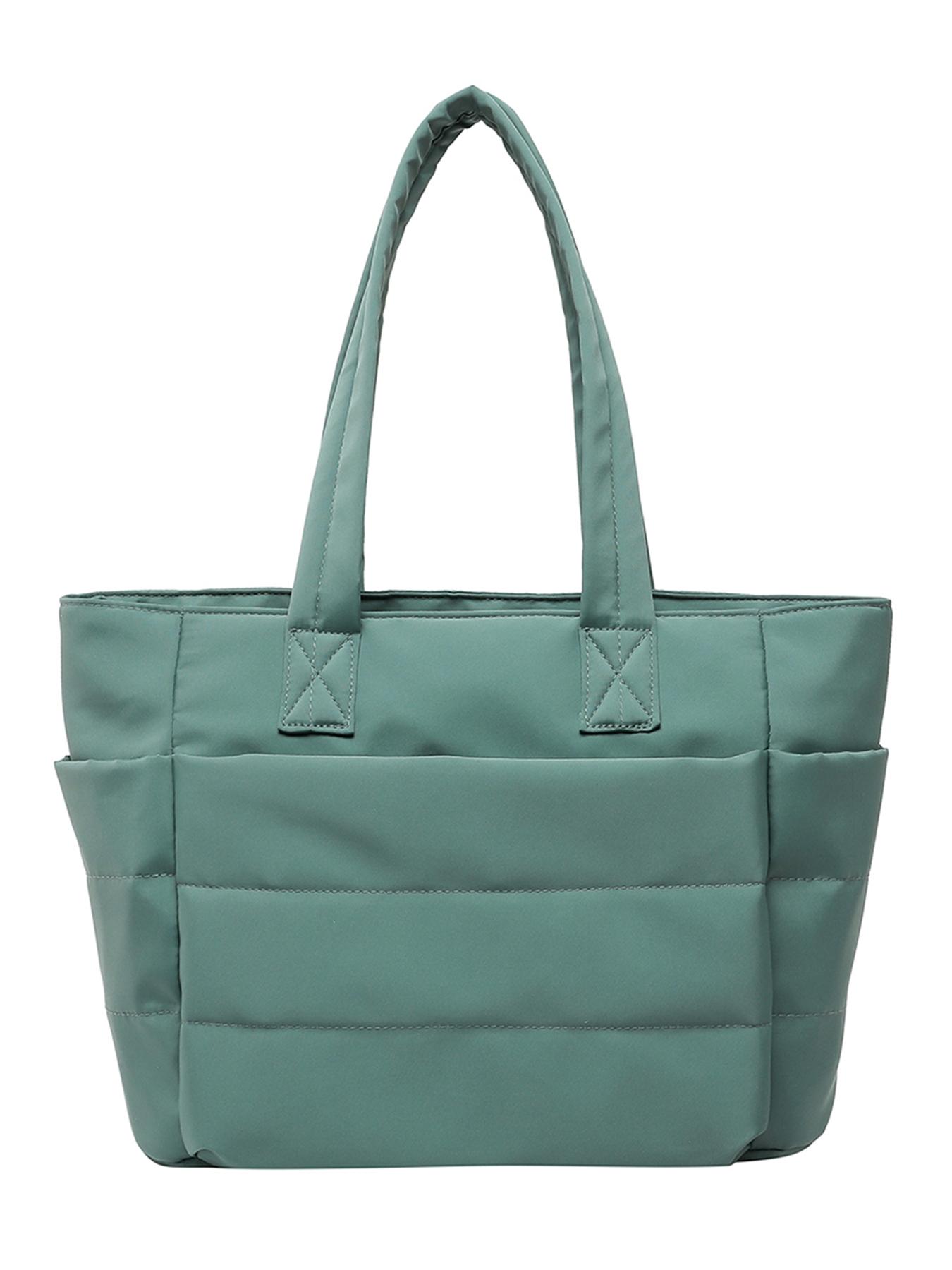 26 Valentine's Day Women's Solid Color Quilted Tote Bag, Lightweight Puffer Design Shoulder Bag for Travel & Work & Beach, Casual Trendy Versatile High-quality Daily Commuting Bag