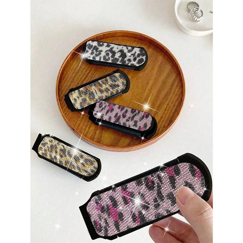 Leopard Print Compact Folding Mirror Comb -3 Portable Mirrors, Distinctive Pattern, Multifunctional Mini Makeup Mirror And Massage Comb, Travel Brush, Essential For Travel, Durable Plastic Frame, Suitable For Women's Daily Hairstyles, Makeup, Beauty Tools