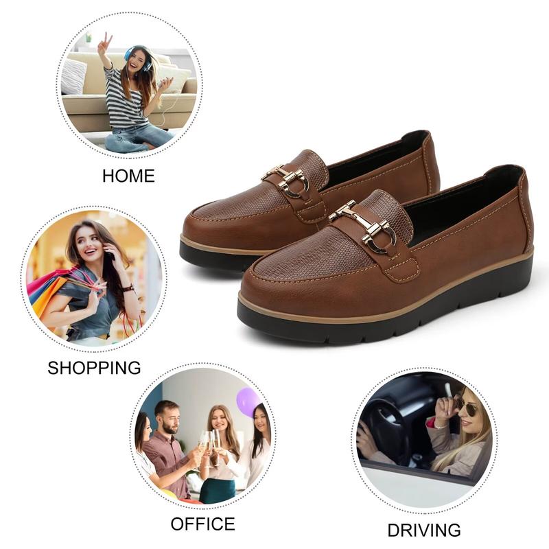 Women's Fashionable  PU leather shoes Solid Color Slip on Loafers, Casual Comfortable Shoes for Daily Wear, Lightweight Breathable Shoes for All Seasons, Girl