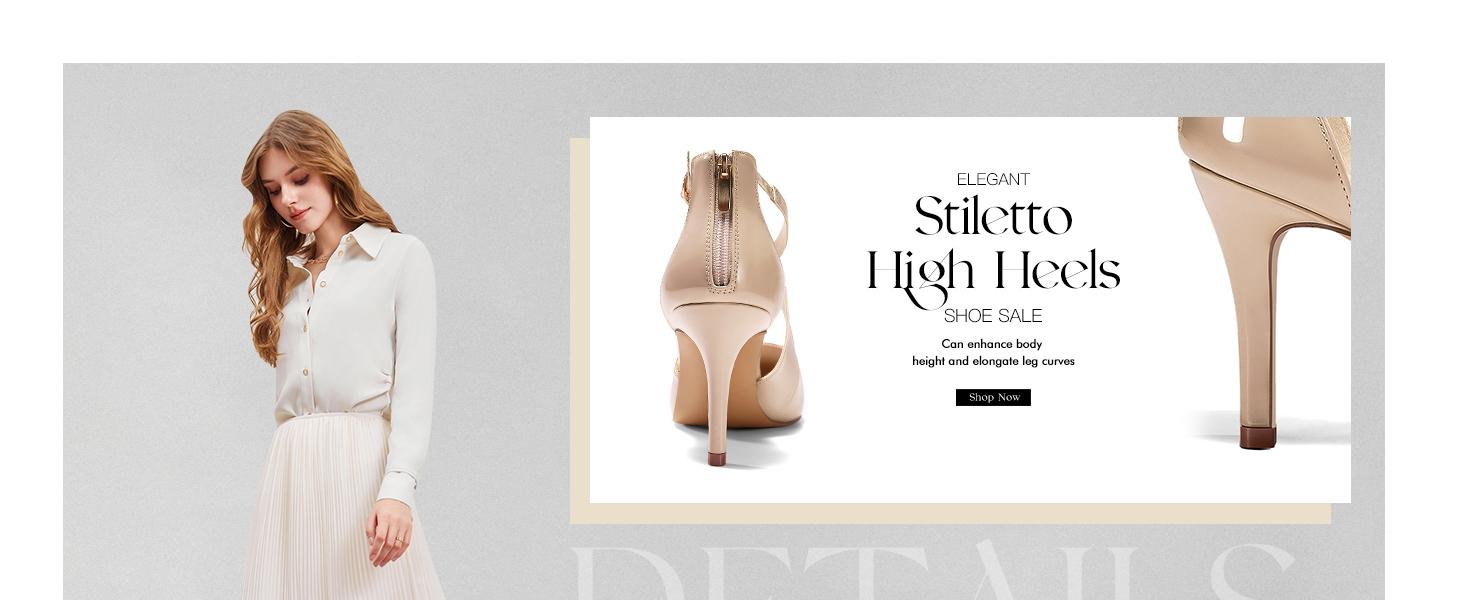 Coutgo Womens Pumps High Heels Pointed Toe Crossed Strap D'Orsay Zip up Stilettos Party Dress Shoes Dark Brown Footwear