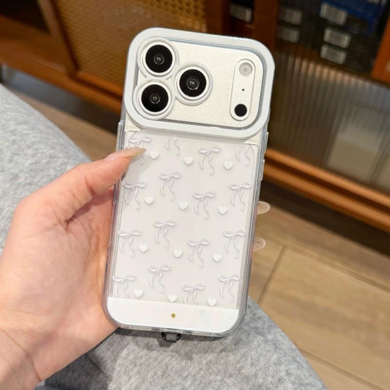 Bow LED Glow Phone Case, Cartoon Hollow Out Design, Romantic Heart Style, Compatible with iPhone X/XR/XS MAX/11/12/13/14/15/16/17 Pro/Plus/Pro Max