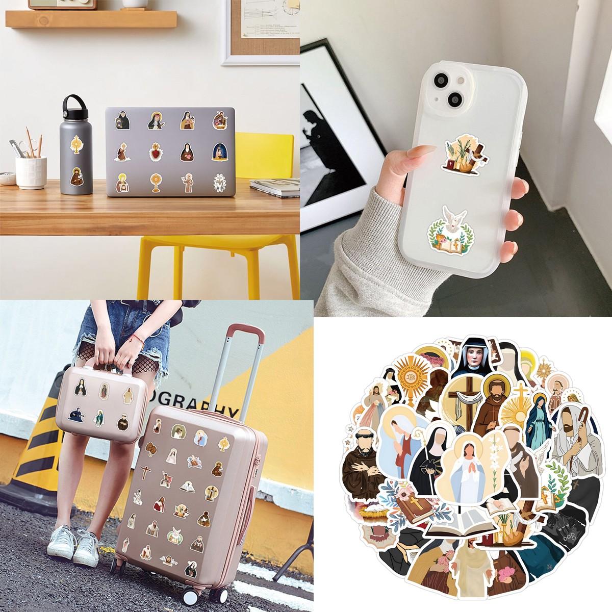 1Pc 50PCS Vintage Monk Stickers Aesthetic Religious Art Vinyl Waterproof Decals Funny Unique Graffiti Sticker Pack for Laptop Water Bottle Phone Case Skateboard Helmet Scrapbook DIY Decor Gift Spring Summer Party Supplies