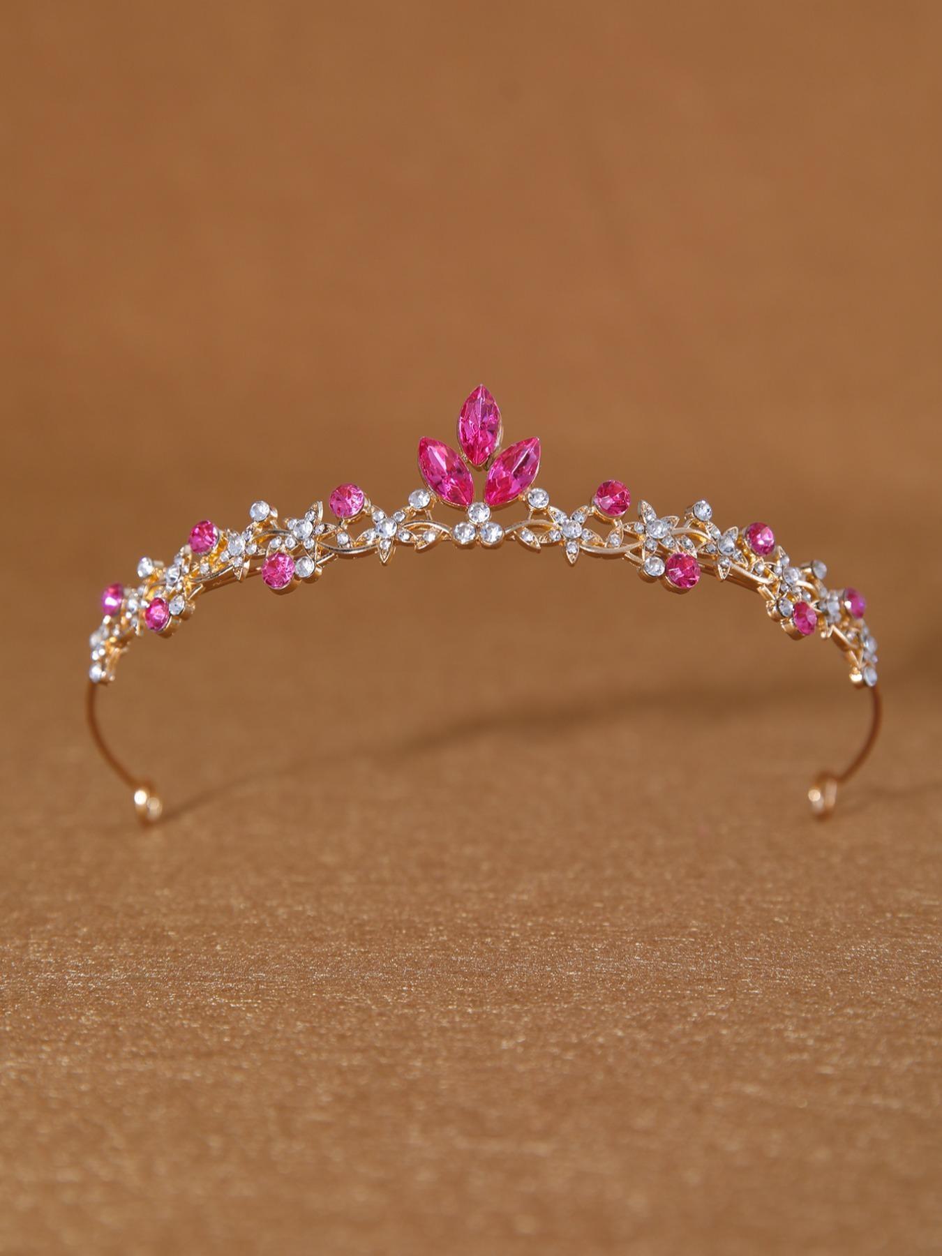 Colorful Crystal Bridal Crown, Multi-Color Rhinestone Wedding Headpiece, Elegant Princess Hair Accessory for Proms, Parties, Daily Wear