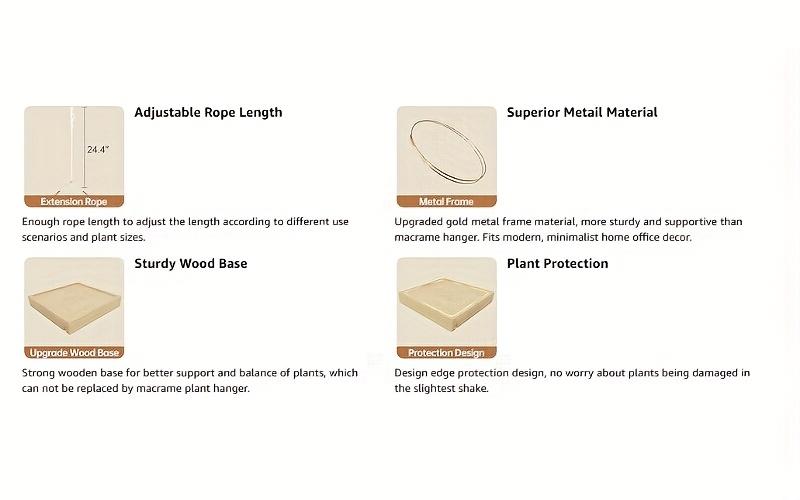 One Piece of Boho-Chic Golden Macrame Plant Holder - a Versatile Decoration for Your Walls Or Windows, Ideal for Enhancing Your Living Room And Bedroom (Pot And Plant Not Included)