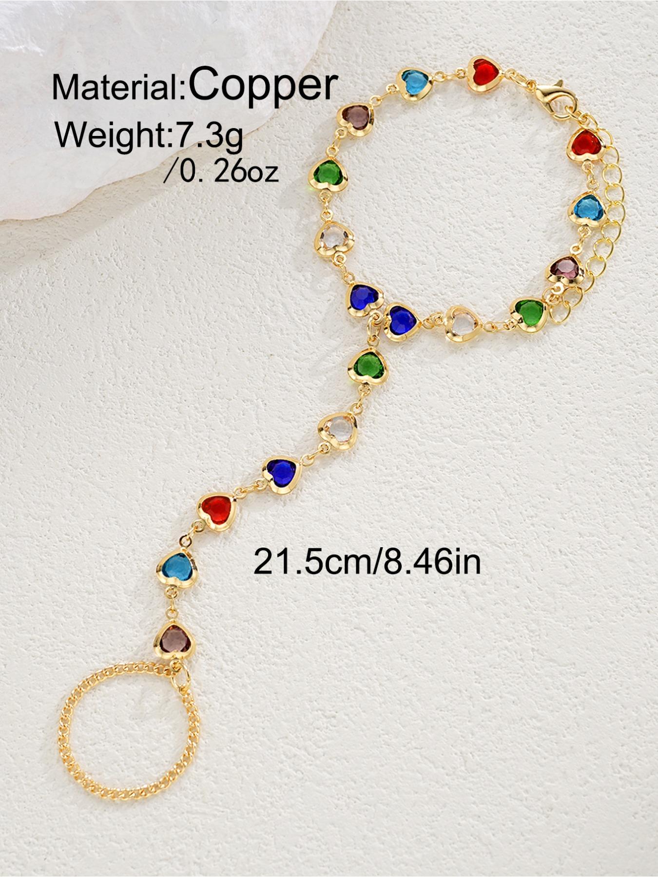 Women's Gold Vintage-Inspired Finger Chain Bracelet, Stackable Bracelets - Dainty Minimalist Design with Sparkling Artificial Glass Gems | Perfect Accessory for Daily Wear, Gatherings, Parties & Banquets | Ideal Birthday/Festival/Anniversary Gift for Her