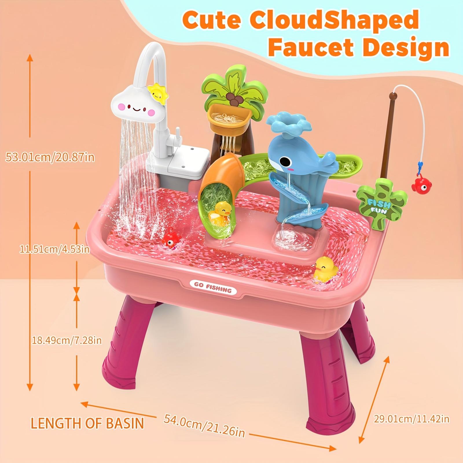 Color Changing Kitchen Sink Toy with Upgraded Electric Faucet, Automatic Water Circulation, Dishwasher and Fishing Playset for Boys and Girls in, Requires 4 AA Batteries Not Included
