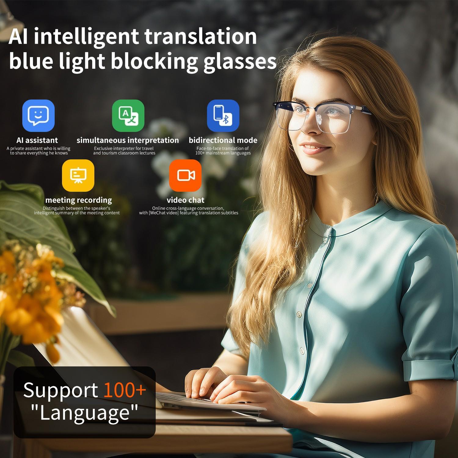 Smart Ai Glasses, Color-Changing Sunglasses, Ai Photo Recognition, 100+ Translation Languages, Wireless Bluetooth-compatible, Outdoor Travel Gift