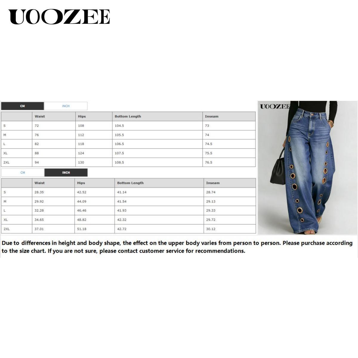UOOZEE Women's Fall Jeans 2026 Graphic Eyelet Jeans, High-Waist Baggy Wide Leg Statement Denim Bottoms for Festival Looks,back to school shopping, Cropped