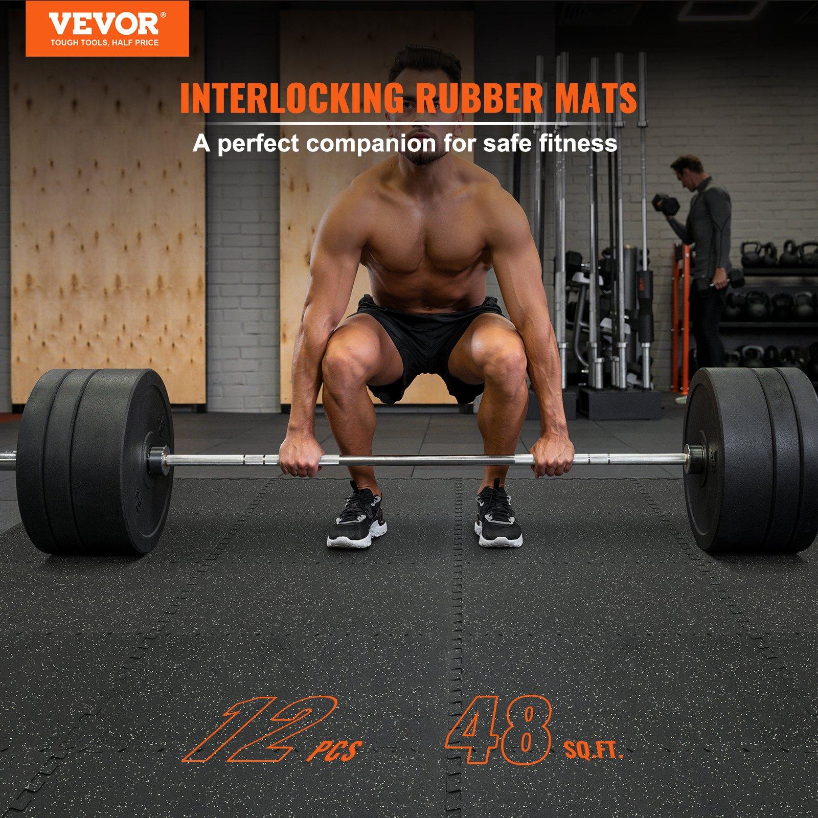 VEVOR EVA Interlocking Foam Floor Mats, 0.56 in Thickened 12 Pcs Puzzle Rubber Tiles, 24x 24 in Exercise Floor Mat for Workout Fitness, Heavy Duty Flooring Mats for Home, Gym, Office-48 Sq Ft