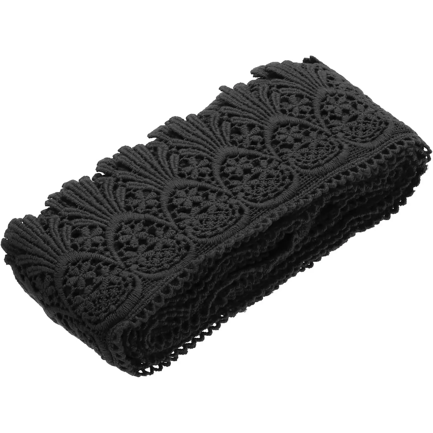 Cotton Lace Trim Vintage Crochet 3inch x 3yard Black Stretch Lace Edge Ribbon for DIY Scrapbooking Clothes Curtain Slipcover Fabric