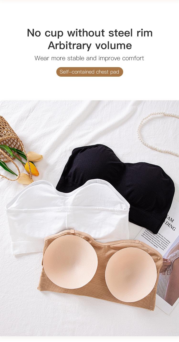 Push Up Strapless Bras for Women Supportive Bandeau Bra Non Slip Wireless No Underwire Padded Tube Bra