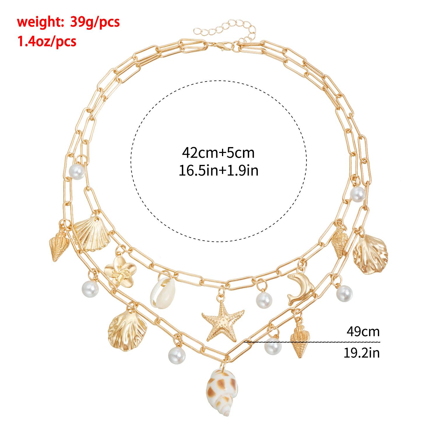 Starfish & Seashell Conch Necklace • Beach Vacation Jewelry for Women