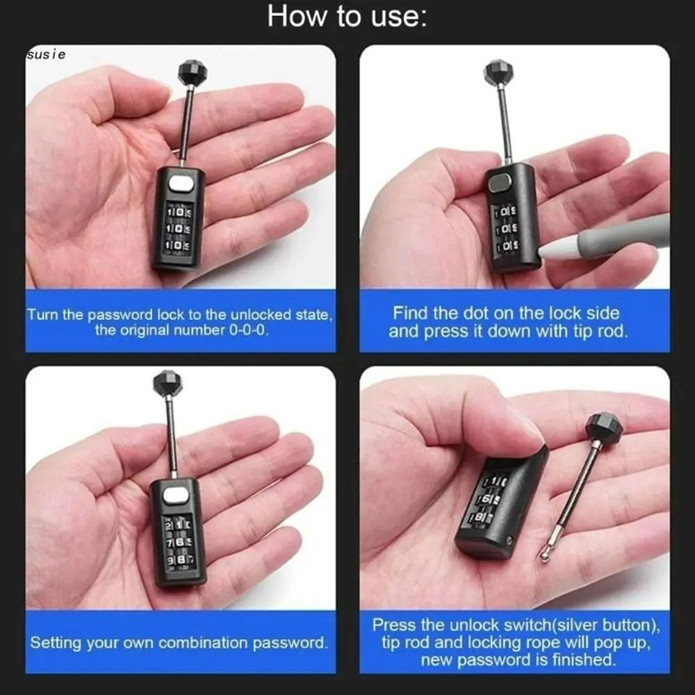 Compact Resettable Password Lock for Backpacks, Luggage, Dorm Rooms, 3-Digit Combination, Ideal for Security and Convenience