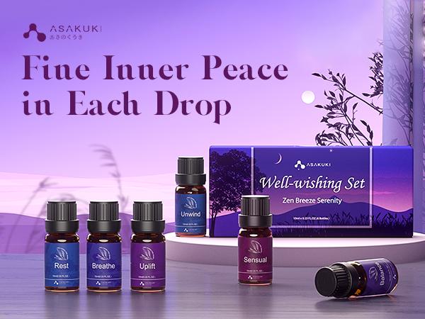 ASAKUKI Essential Oils Set (6 x 10 ml) for Diffuser, Holiday Scent, Stress Relief Scented Perfume Freshener Aroma gift Fragrance Healthcare Solution Healthy Aromatherapy, Therapeutic Lemon