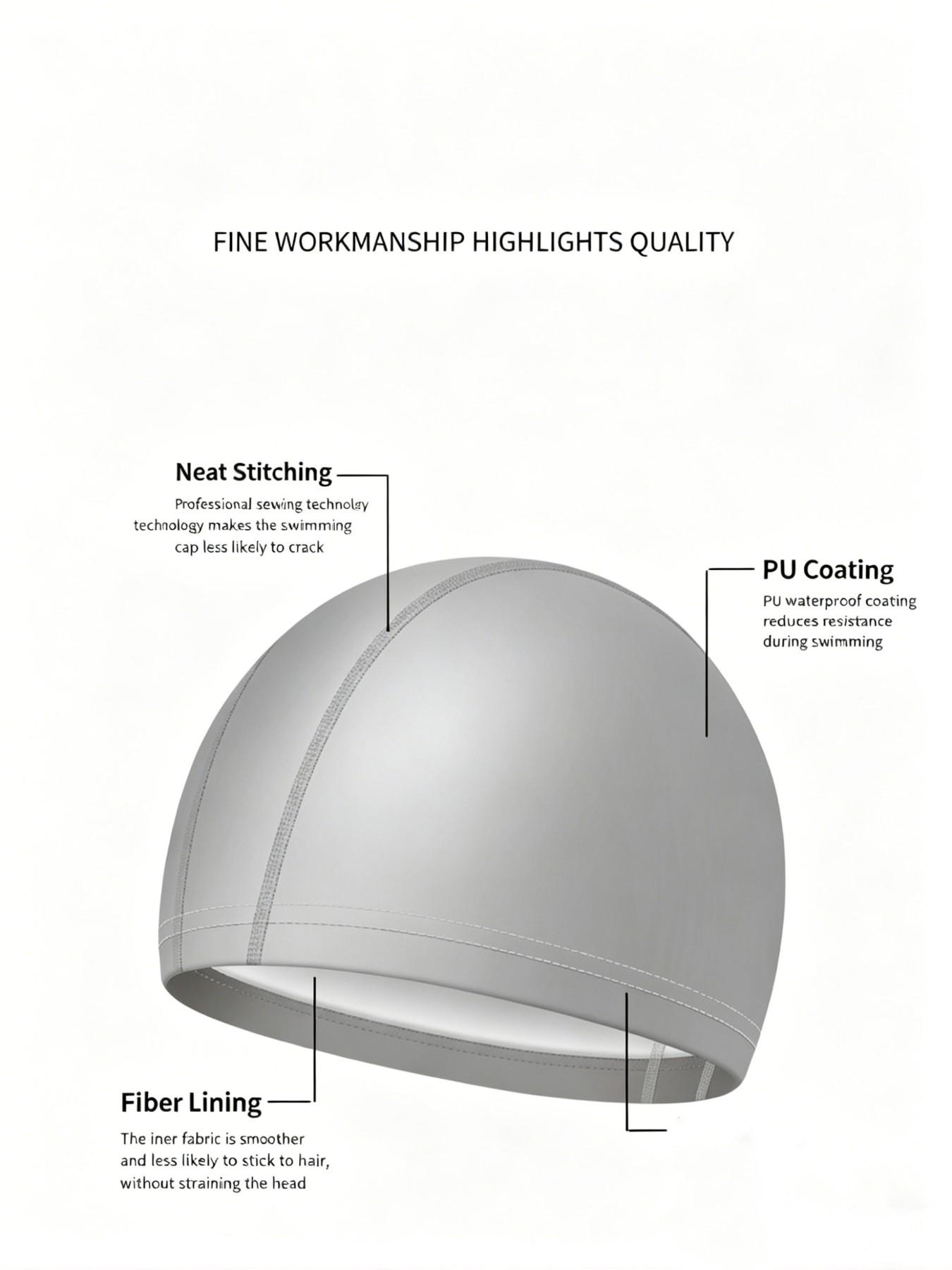 High-End PU Adult Swim Cap, Solid Color Waterproof Breathable Comfort Swimming Hat, Unisex Non-Irritating, Factory Wholesale