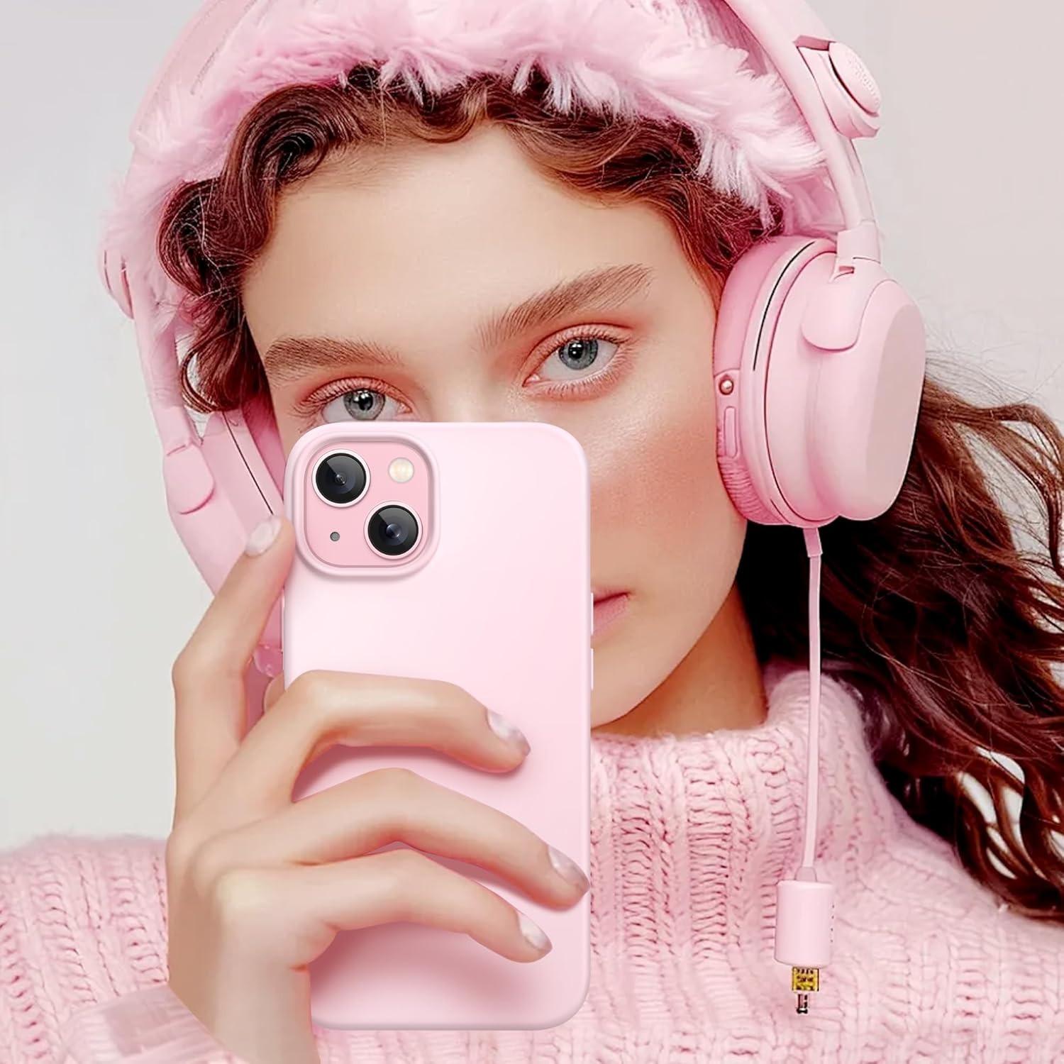 Magnetic Phone Case for iPhone 17/16/15/14/13/12/11, Compatible with MagSafe, Slim Liquid Silicone Shockproof Protective Phone Case with Soft Anti-Scratch Microfiber Lining for iPhone 17/16/15/14/13/12/11 Chalk Pink, Casing
