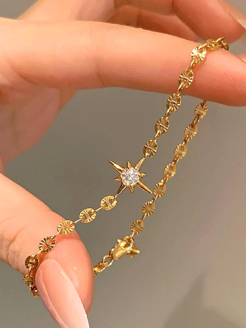 Elegant Zirconia Star Bracelet for Women, Stylish Daily Party Accessory, Versatile and Chic Gift Idea, Fashionable Ladies' Jewelry