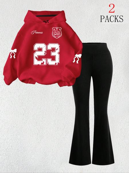 【FREE PERSOMALITY】Women's Warm Sweatshirt Set + Slim Fit Flare Pants, Casual Butterfly Print, Kangaroo Pocket, Fall & Winter 【FREE PERSOMALITY】Women's Warm Sweatshirt Set + Slim Fit Flare Pants, Casual Butterfly Print, Kangaroo Pocket, Fall & Winter